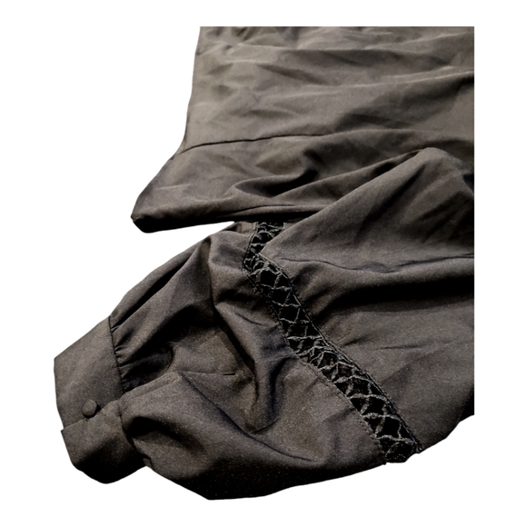 Milk & Honey Black V-Neck Puff Sleeve Tie Blouse - Picture 6 of 8